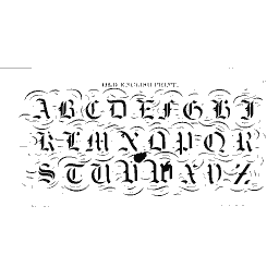 Old english print alphabet
