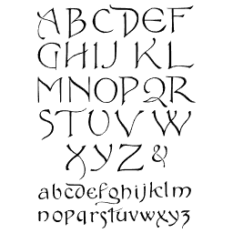 Rounded uncial alphabet