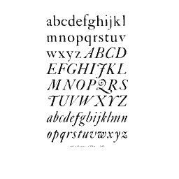Roman and italic text alphabet