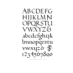 Roman text alphabet with figures