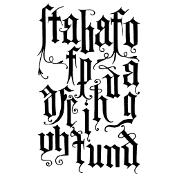 Flourished blackletter lowercase