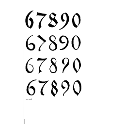 Numeral forms in four styles