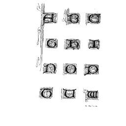 Scattered ornamented initials