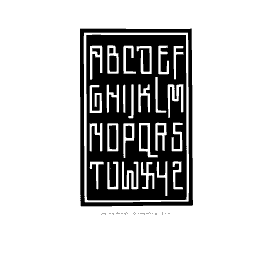 White outlined capitals on black