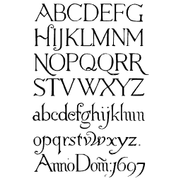 Roman alphabet with a date line