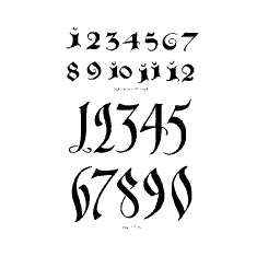 Gothic numerals in two sizes