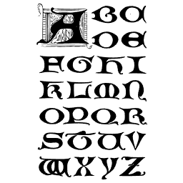Bold gothic capitals with an initial