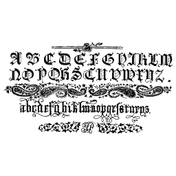 Blackletter capitals and lowercase