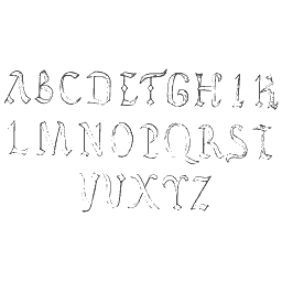 Outline lombardic capitals A to Z