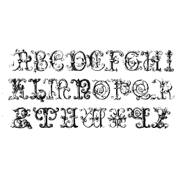 Foliate outlined capitals A to Z