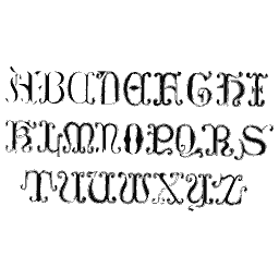 Thin lombardic capitals A to Z