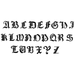Shaded lombardic capitals A to Z