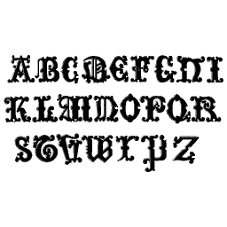 Knobbed lombardic capitals A to Z