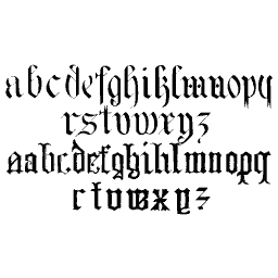 Two blackletter lowercase alphabets