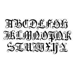 Durer blackletter capitals A to Z