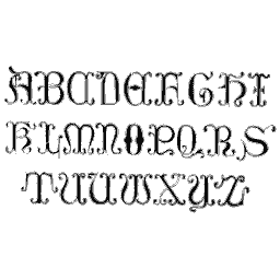 Thin lombardic capitals A to Z