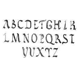 Outline lombardic capitals A to Z