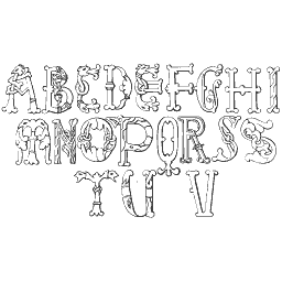 Outline foliate capitals A to V