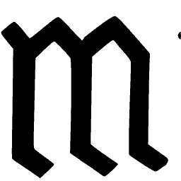 Angular blackletter m