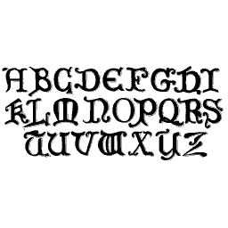 Rounded lombardic capitals A to Z