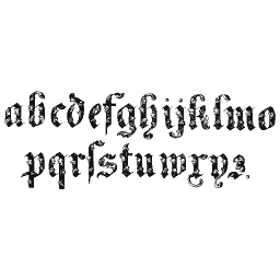 Leafy blackletter lowercase a to z