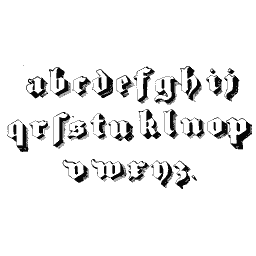 Shaded blackletter lowercase a to z 01