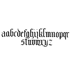 Blackletter lowercase a to z