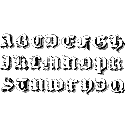 Shaded blackletter capitals A to Z