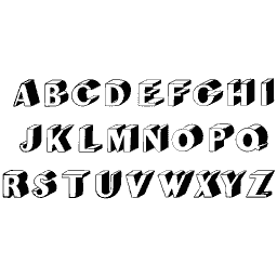 Outlined block capital alphabet