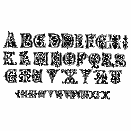 Ornate tuscan capital alphabet