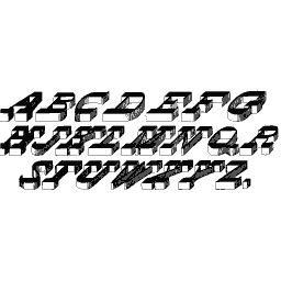 Three-dimensional italic capital alphabet