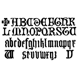 Blackletter capital and lowercase alphabet