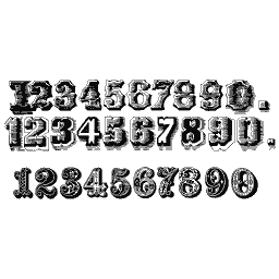 Shaded numerals in three styles