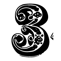 Foliate numeral 3