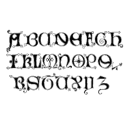 Ornamental lombardic capital alphabet