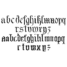 Gothic lowercase alphabet in two styles