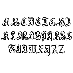 Flourished blackletter capital alphabet