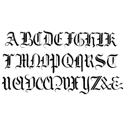 Lombardic capital alphabet with ampersand