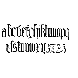 Blackletter lowercase alphabet with variants