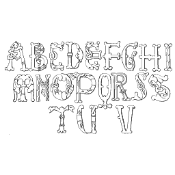 Outlined ornamental capital alphabet 02