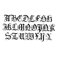 Gothic capital alphabet with monogram