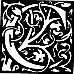 Interlaced initial with leaf stems