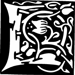 Foliate initial with tulip buds