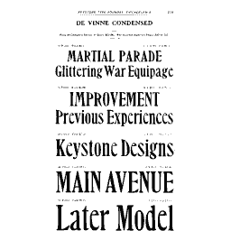 Condensed De Vinne showing