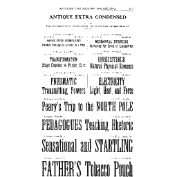 Antique extra condensed specimen