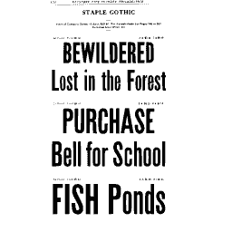 Staple gothic type specimen