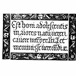 Gothic text with rosette corners