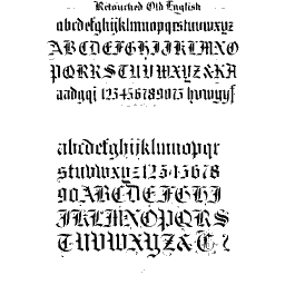 Retouched Old English alphabet