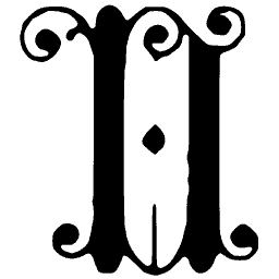 Scrolled capital V