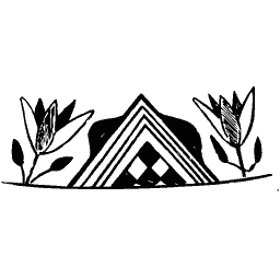 Lotus and chequered triangle ornament